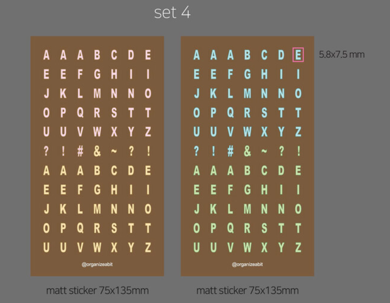 Organize a bit Alphabet Sticker Set / 4 Designs