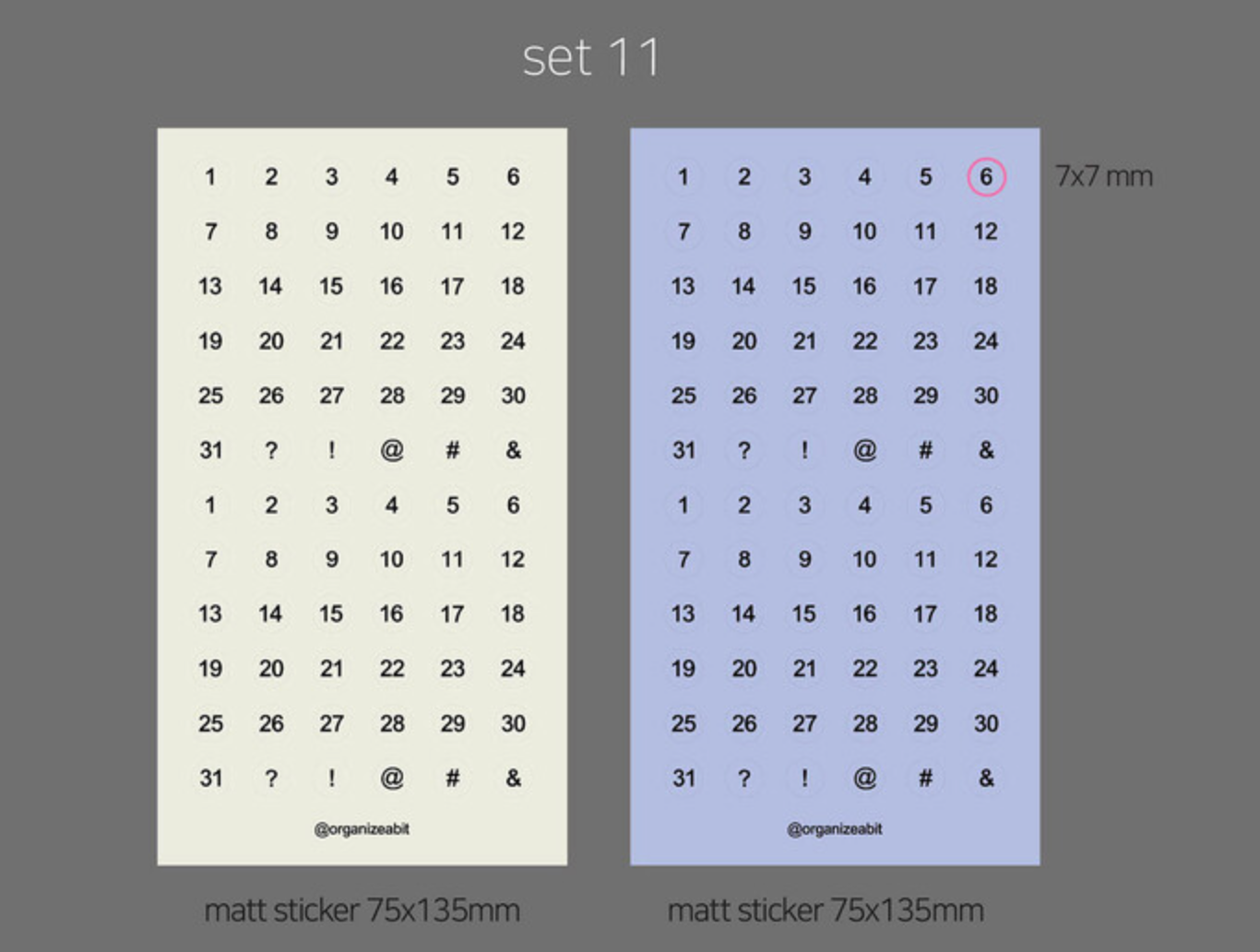 Organize a bit Date Sticker Set / 8 Styles