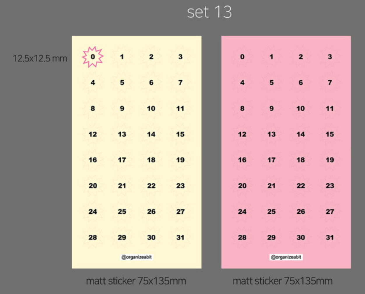 Organize a bit Date Sticker Set / 8 Styles