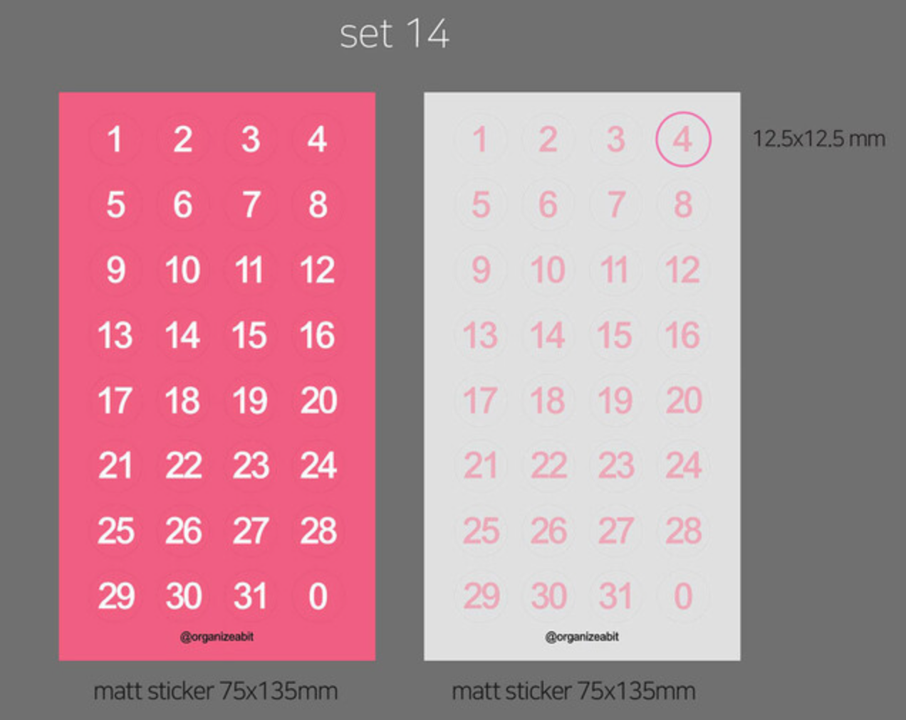 Organize a bit Date Sticker Set / 8 Styles