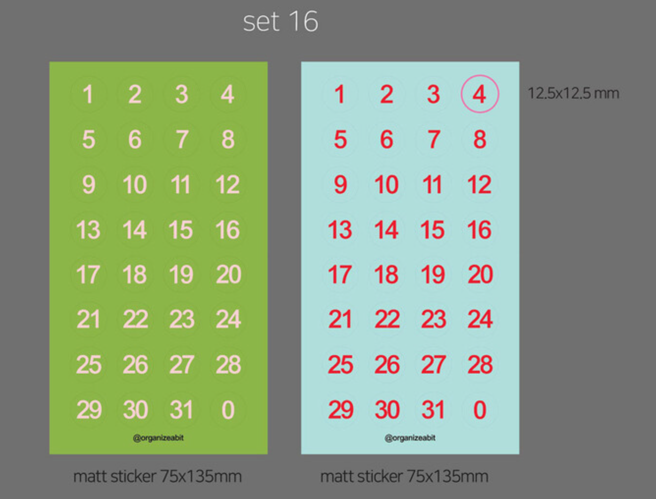 Organize a bit Date Sticker Set / 8 Styles