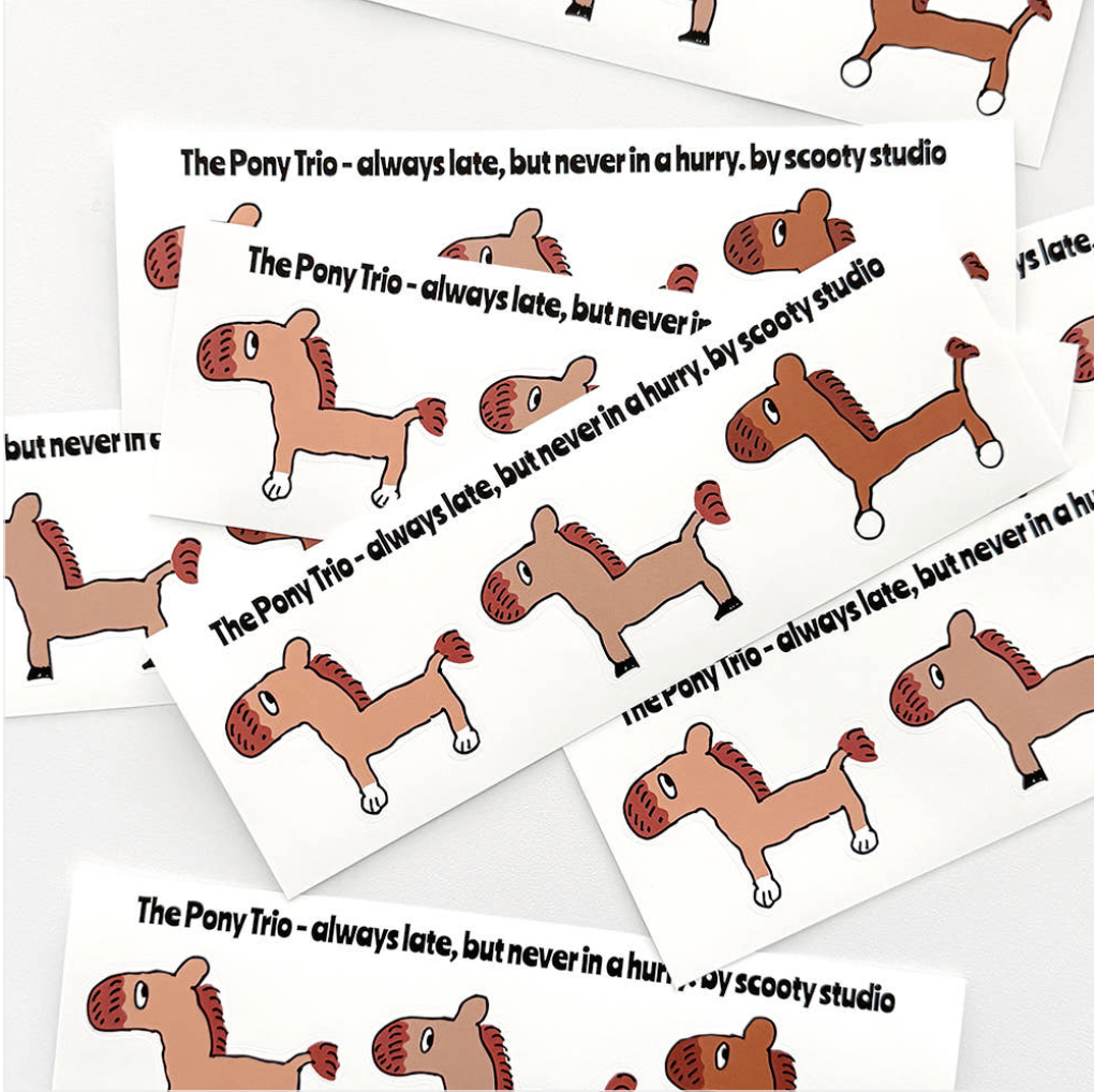 Scooty Studio The Pony Trio Large Long Sticker