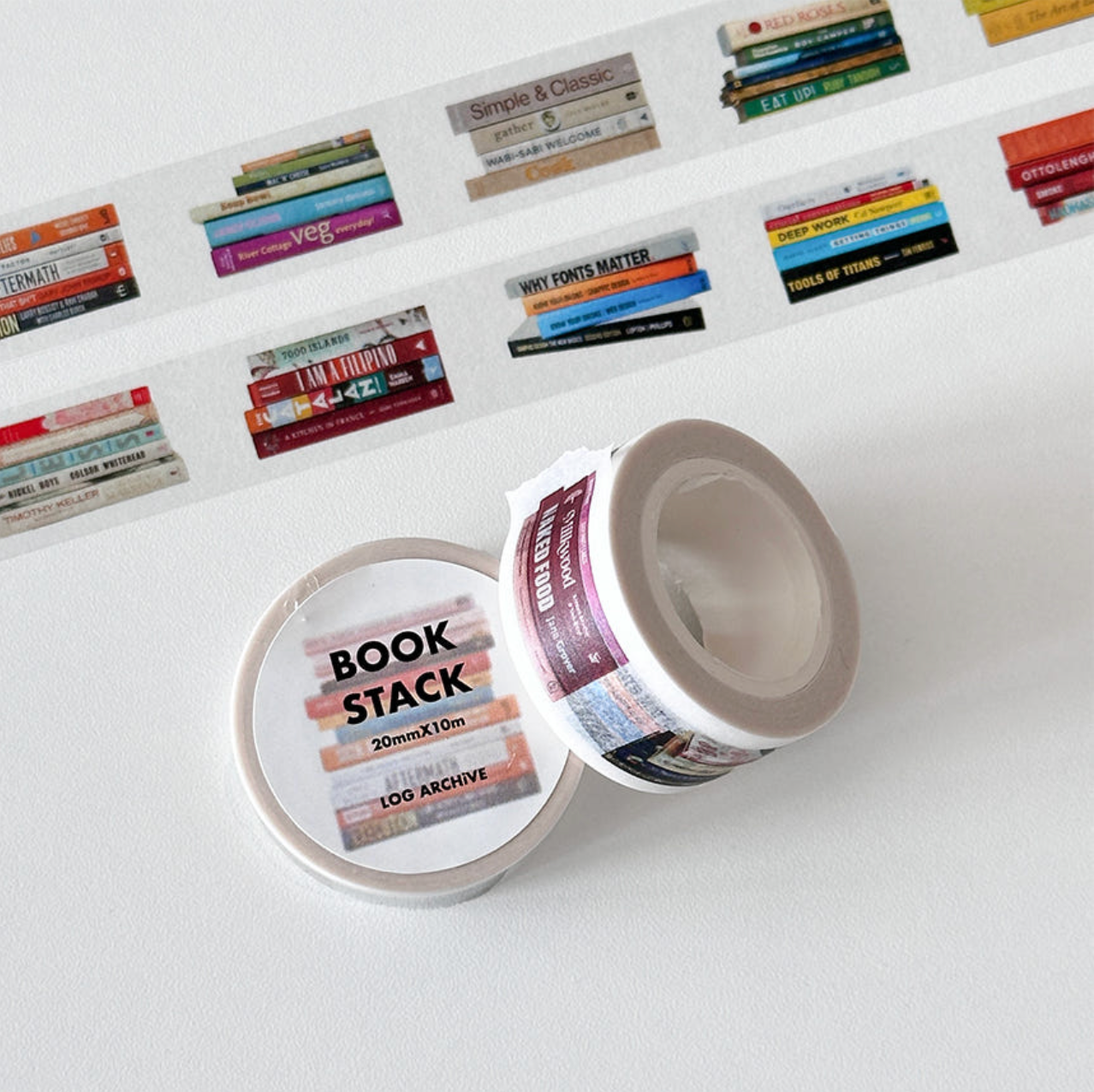 Log Archive Book Stack Masking Tape