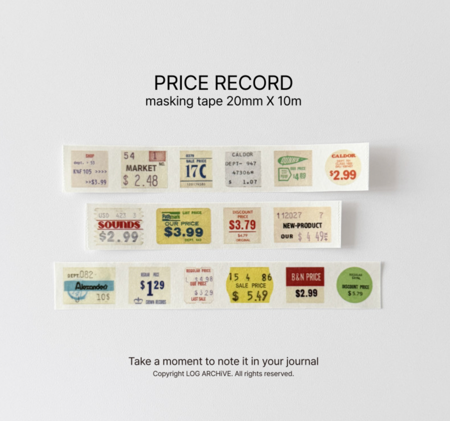 Log Archive Price Record Masking Tape