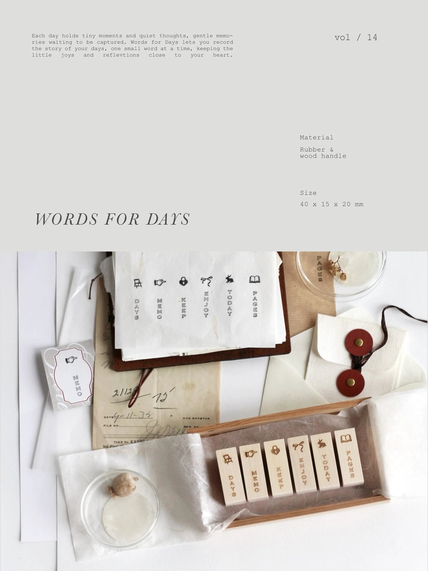 Nyret Design Vol. 14 Words for Days Rubber Stamp Collection / 6 Designs