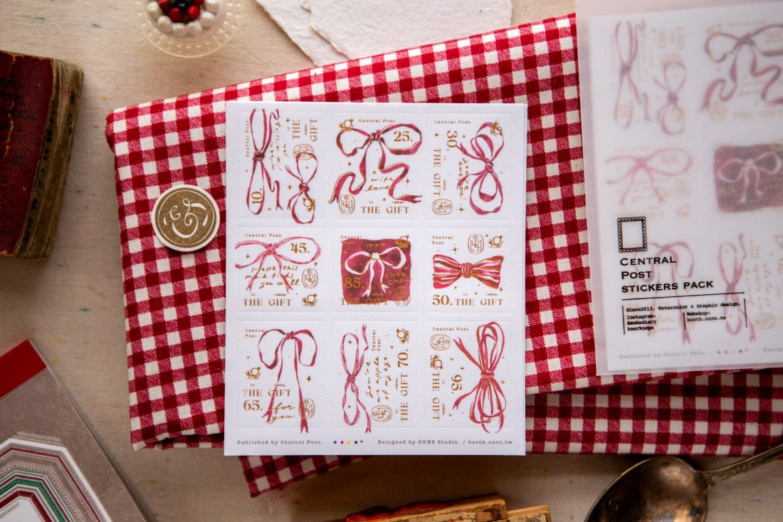 OURS Bow Tie Postal Stamp Sticker Set