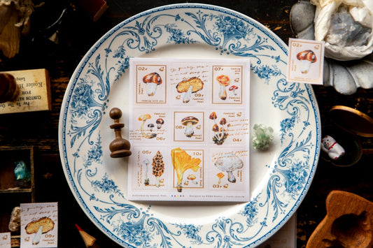 OURS Wild Mushroom Postal Stamp Sticker Set
