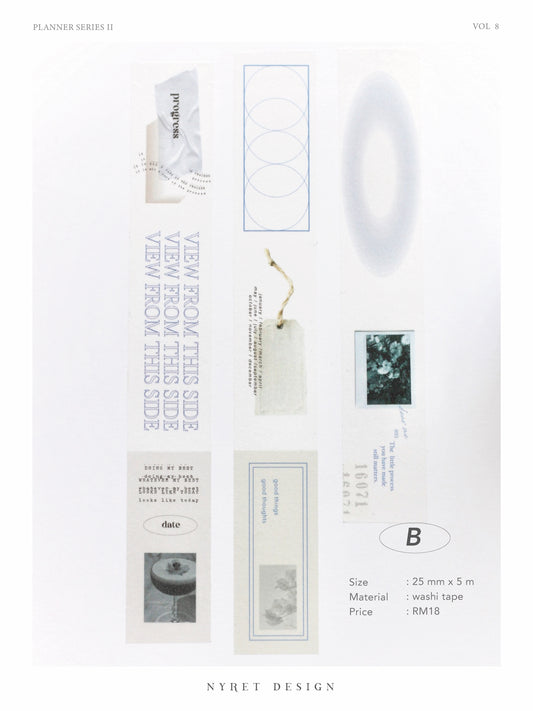 Nyret Vol. 8 Planner Series II Washi Tape  |  Tape B (Blue)