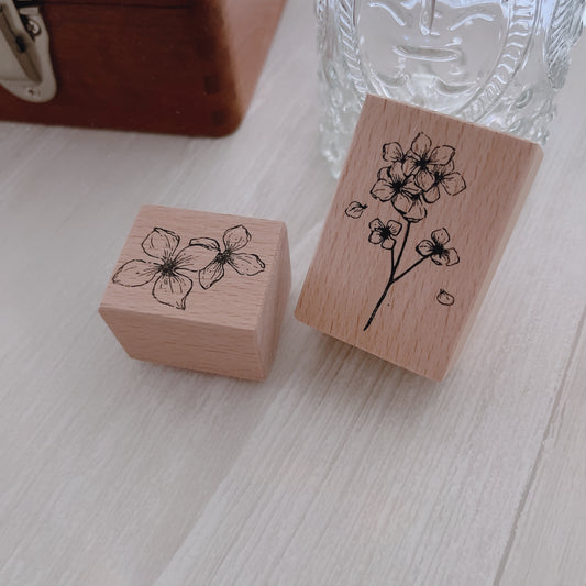 Two Raccoons Summer Hydrangea Rubber Stamp