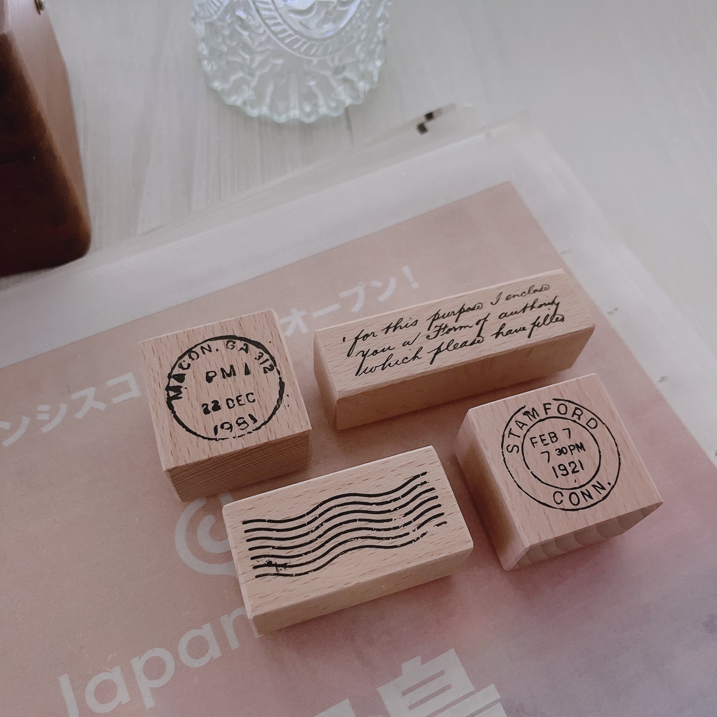 Two Raccoons Postal Marks & Handwriting Rubber Stamps
