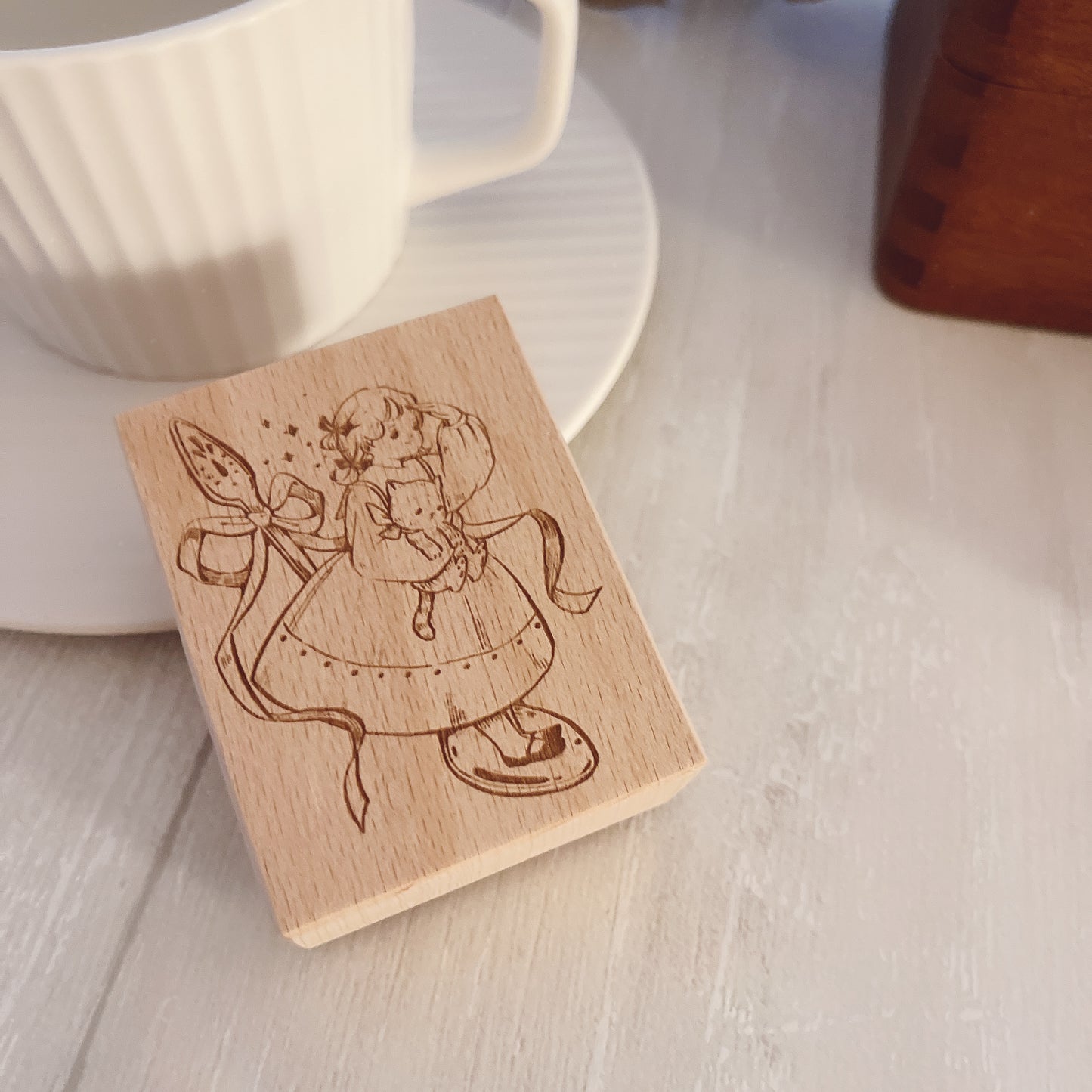 Two Raccoons Coffee & Tea Girl Rubber Stamps