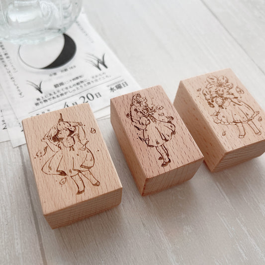 Two Raccoons Cherry Blossom Love Rubber Stamps