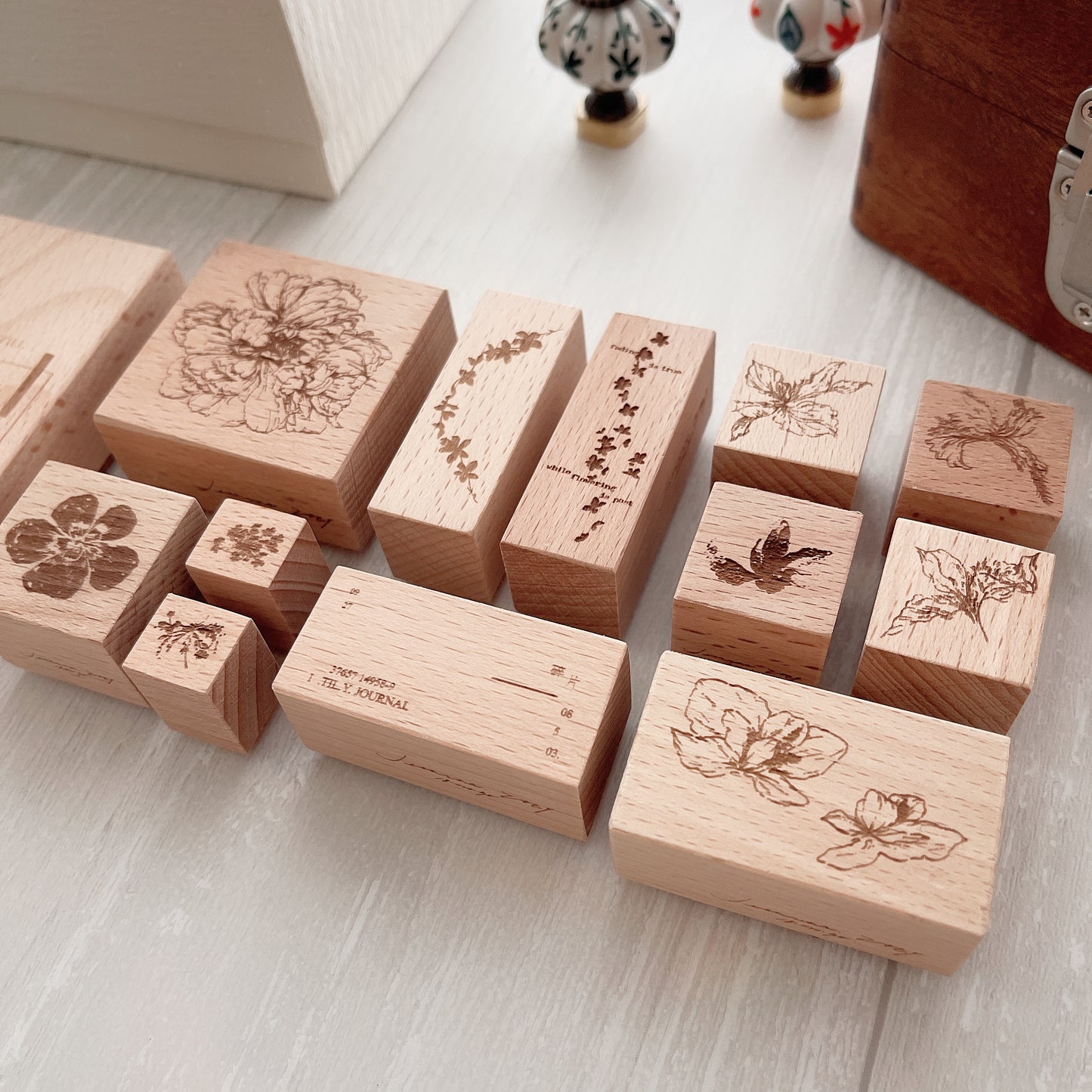 Jeenzaa Zoey Falling Flowers & Shadows Rubber Stamps // No. 02