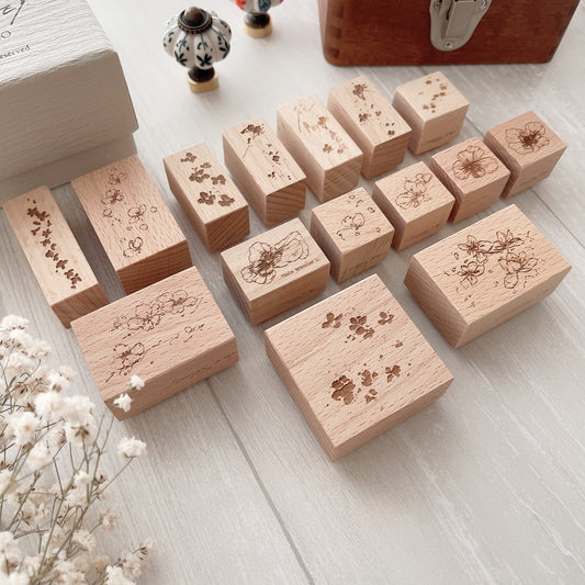 Jeenzaa Zoey Falling Flowers & Shadows Rubber Stamps // No. 01