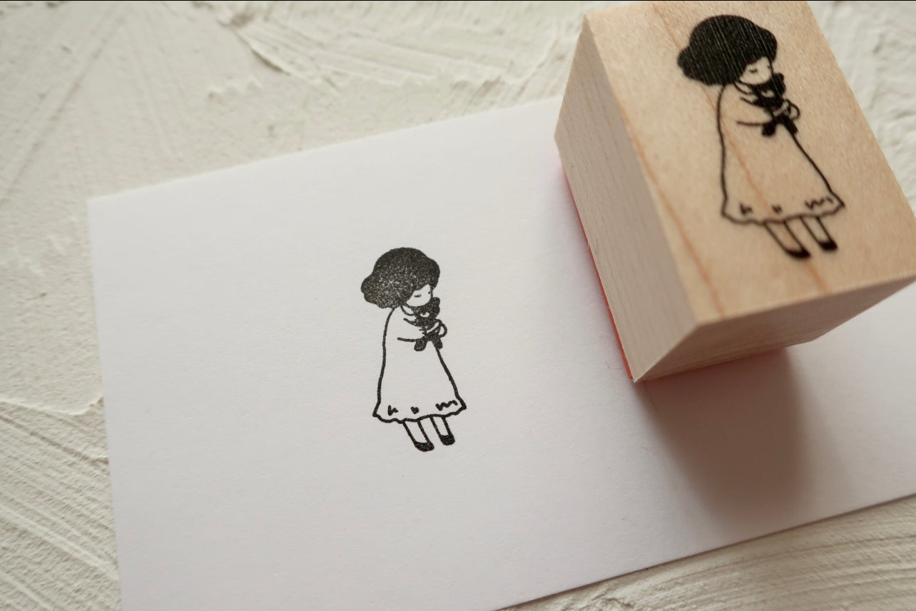 MA7stamp Rubber Stamp | Girl Loves Her Teddy