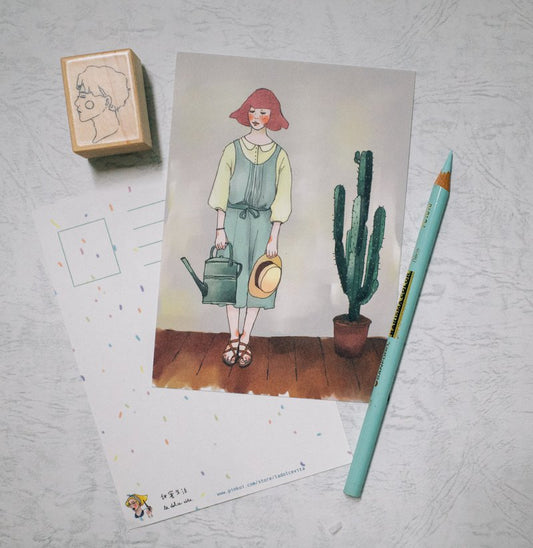 La Dolce Vita Plant Girl Postcard