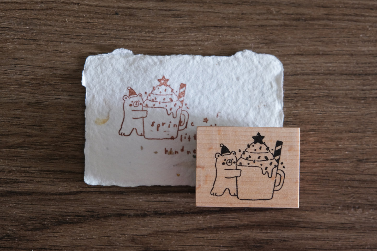 EileenTai.85 Sweet Christmas Rubber Stamp | Bear Hug Mug