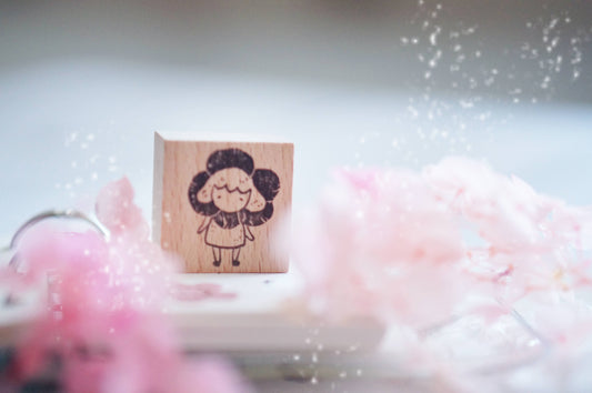 Kamikamichop Flower Girl Rubber Stamp