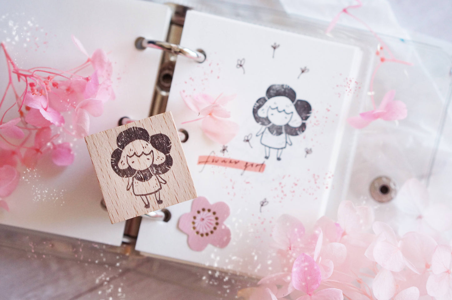 Kamikamichop Flower Girl Rubber Stamp