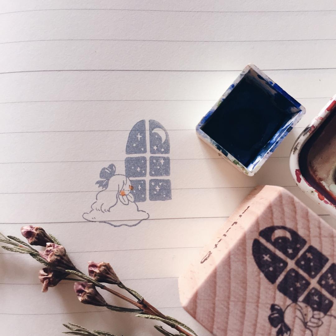 Msbulat Rubber Stamp [ Moon Through the Window ]