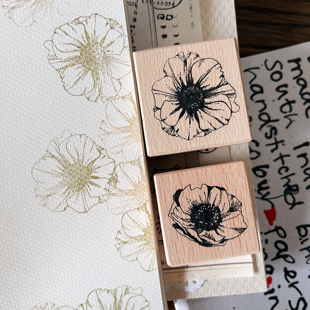 Two Raccoons Summer Flower Rubber Stamps