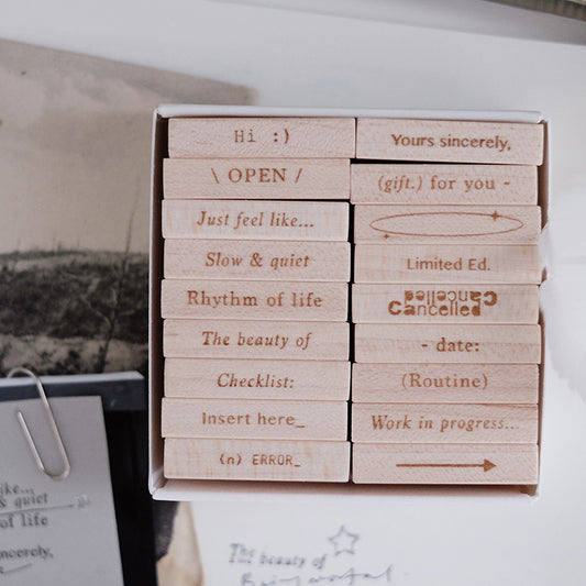 Pooi Chin 9pt.(2) Tiny Text Rubber Stamp Set / 18 pcs